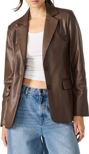 Faux Leather Boyfriend Blazer