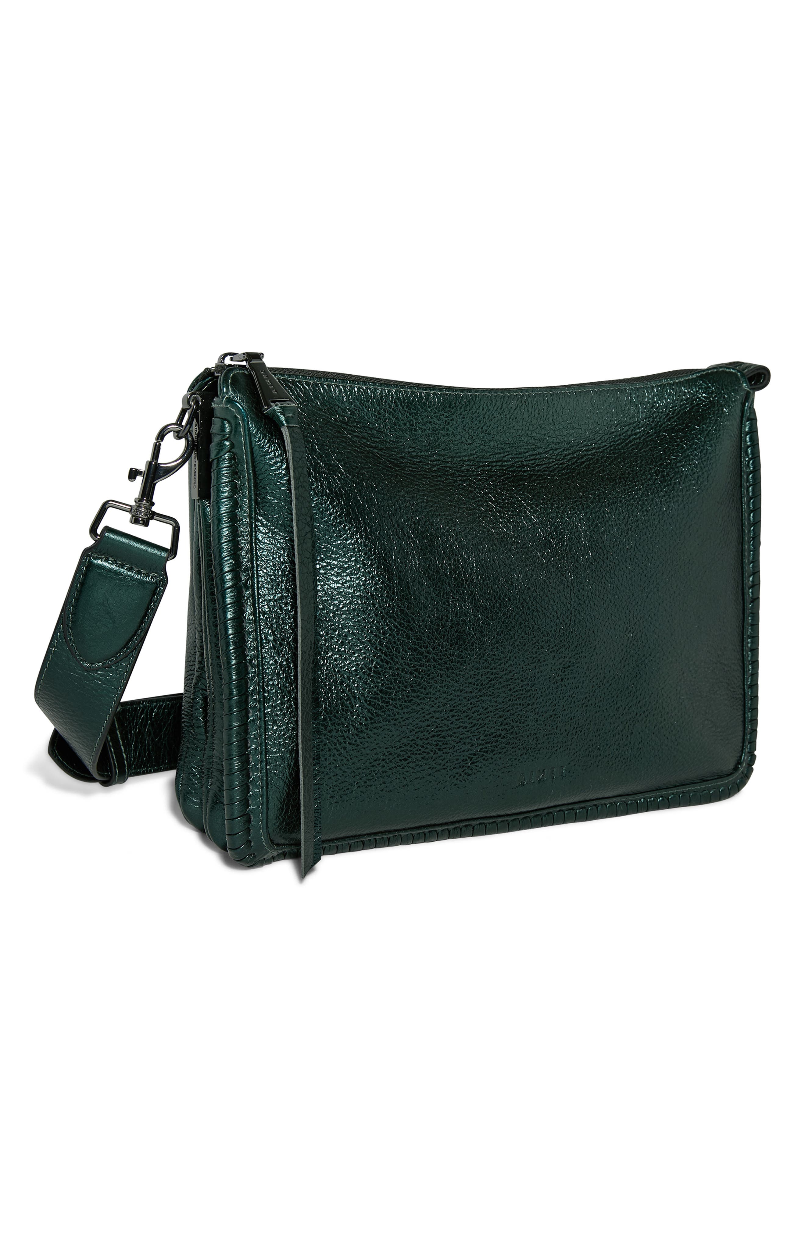 Famous Leather Large Crossbody Bag, Alternate, color, METALLIC FOREST