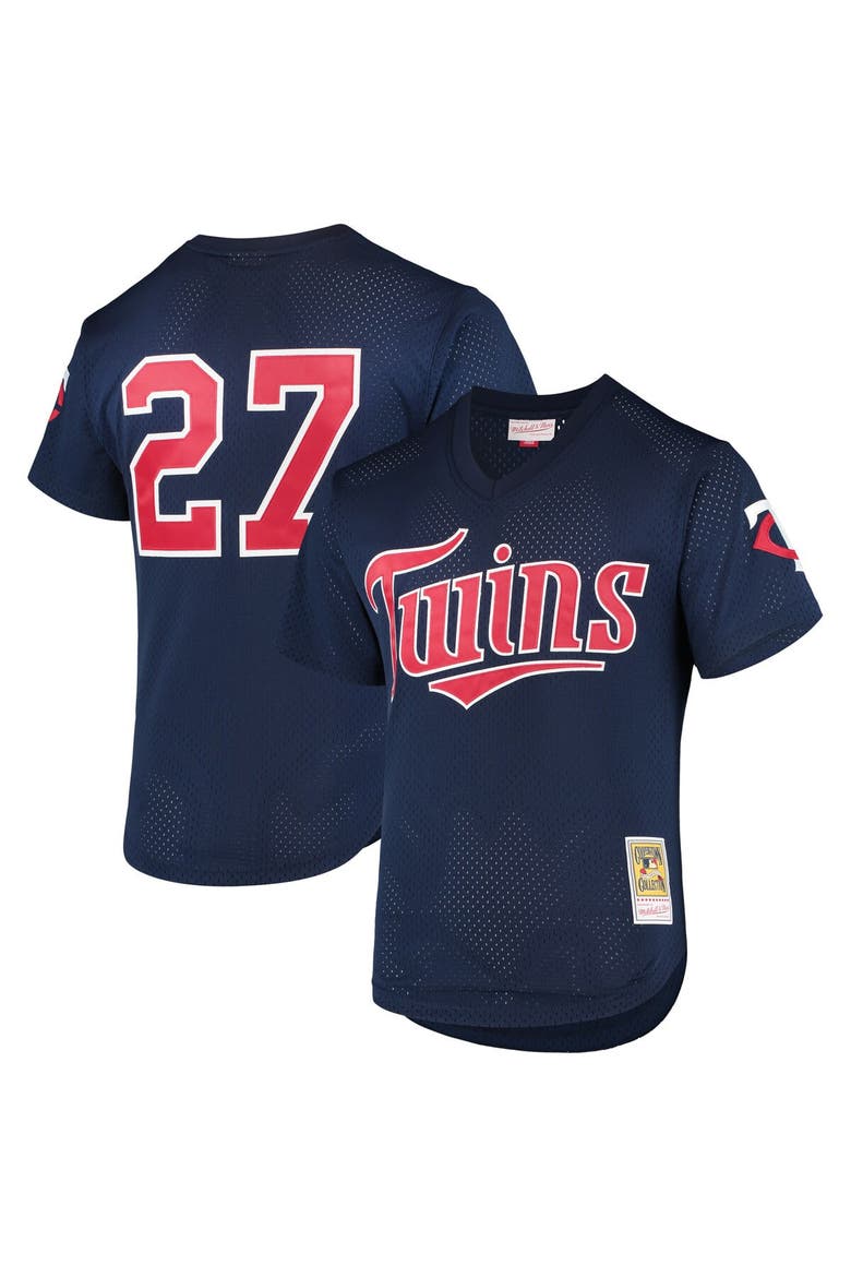 Men's Mitchell & Ness David Ortiz Navy Minnesota Twins 2002 Cooperstown Collection Mesh Batting Practice Jersey, Main, color, Navy