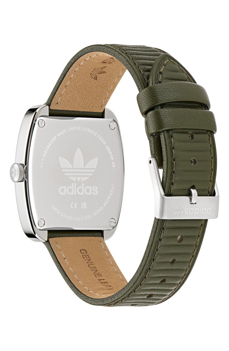 adidas Retro Wave One Leather Strap Watch, 37mm, Alternate, color, Green