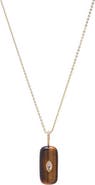 BY ADINA EDEN CZ Marquise Bezeled Natural Stone Pendant Necklace