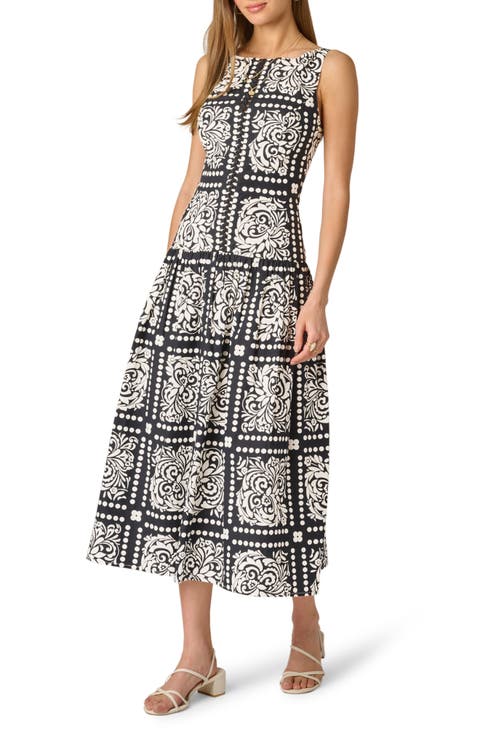 Print Drop Waist Sleeveless Maxi Dress