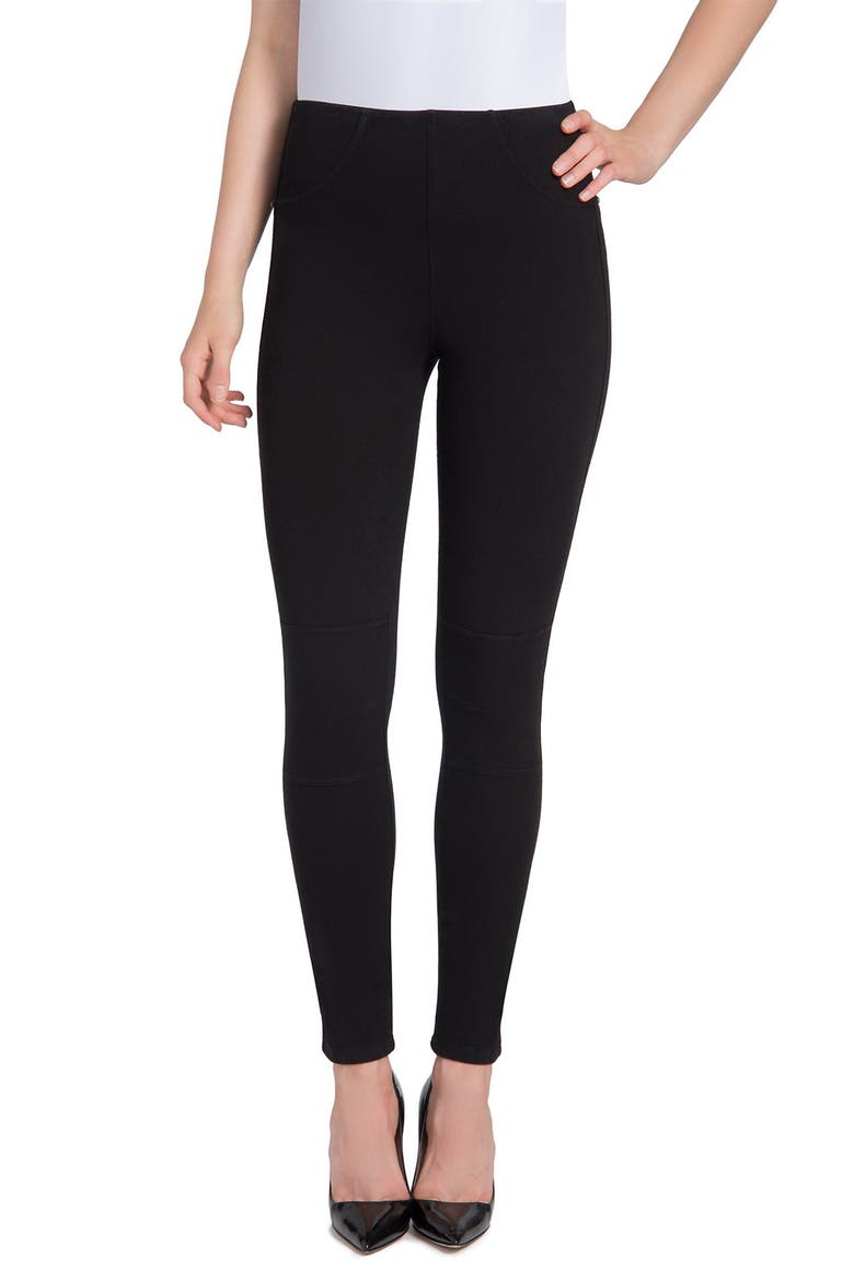 Lyssé Moto Denim Leggings, Main, color, BLACK