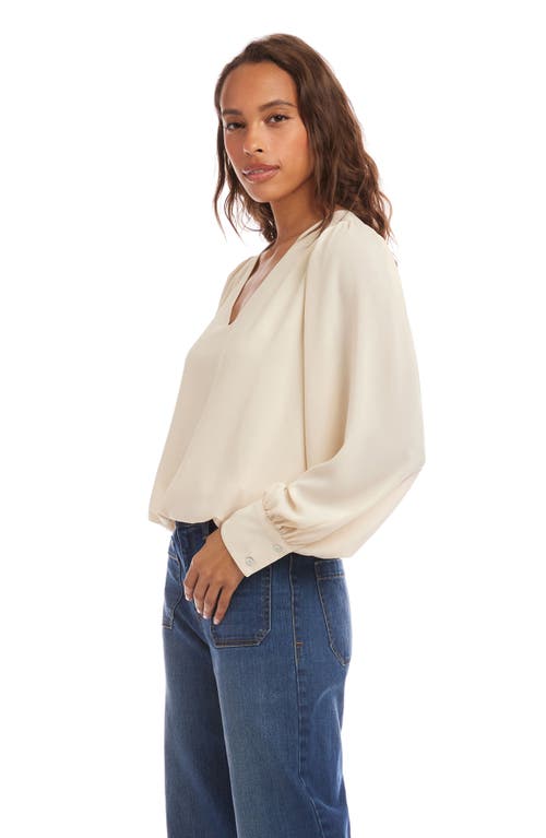 Karen Kane Puff Sleeve V-neck Crepe Top In Yellow