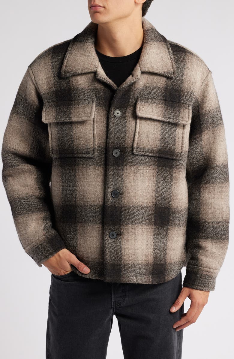 FRAME Padded Plaid Wool Blend Shirt Jacket, Alternate, color, 
