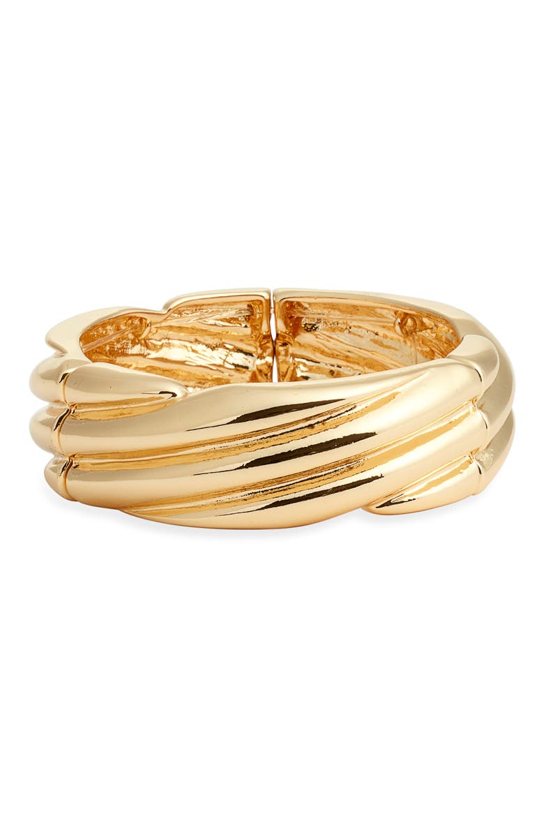 Twisted Cuff Stretch Bracelet, Main, color, GOLD