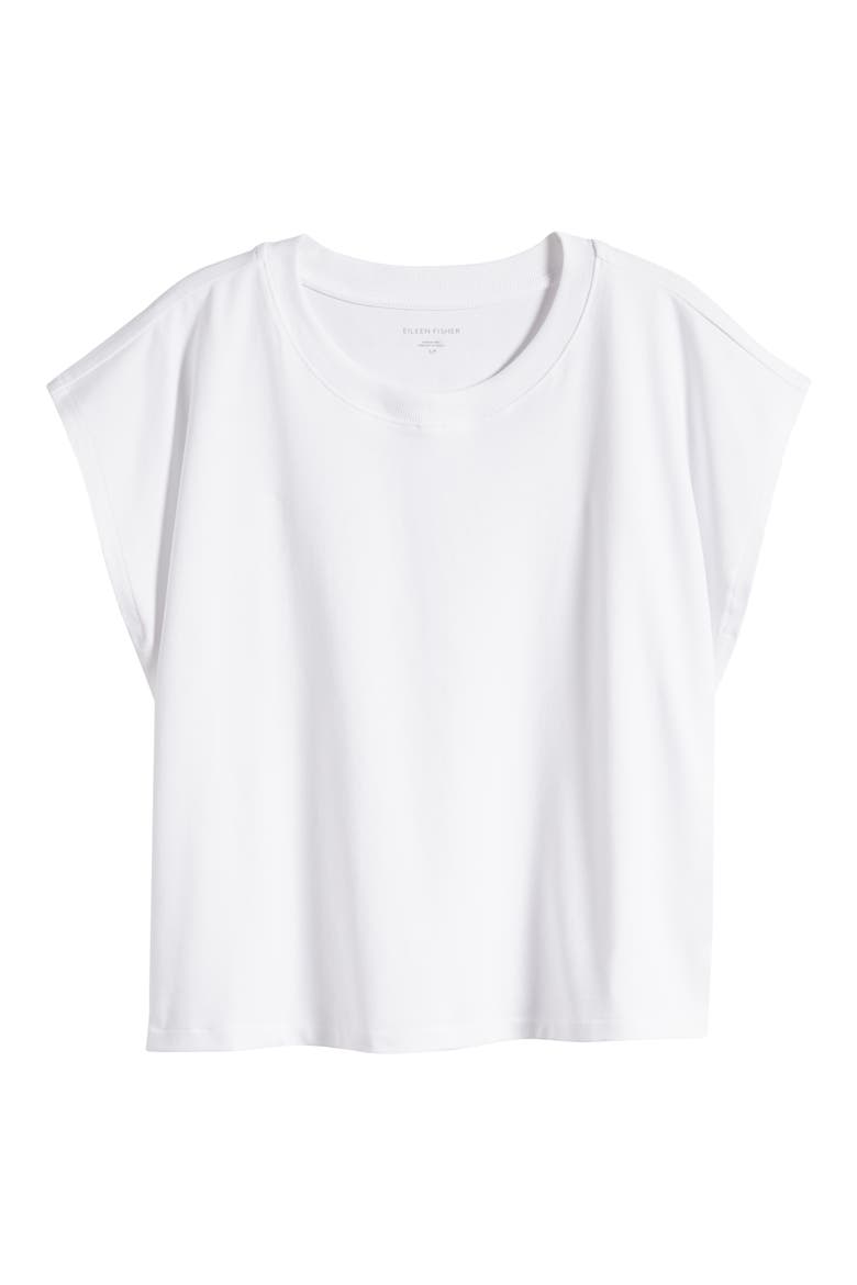Cap Sleeve Crop T-Shirt, Alternate, color, WHITE