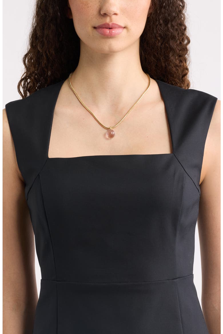 Square Neck Midi Dress, Alternate, color, BLACK