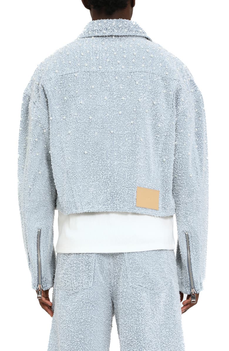 PURPLE BRAND Faux Pearl Textured Crop Jacket, Alternate, color, Light Indigo