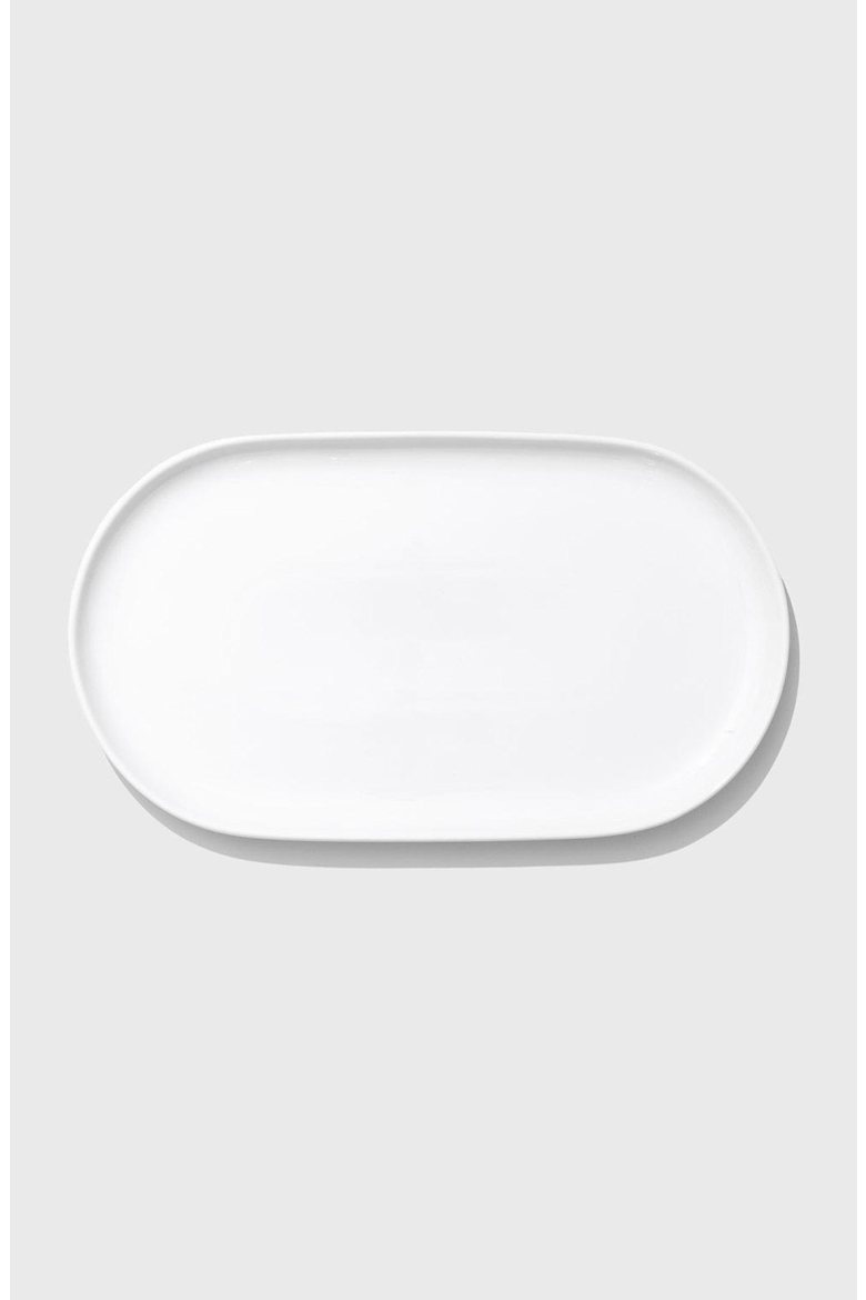 Oval Ceramic Platter, Alternate, color, White