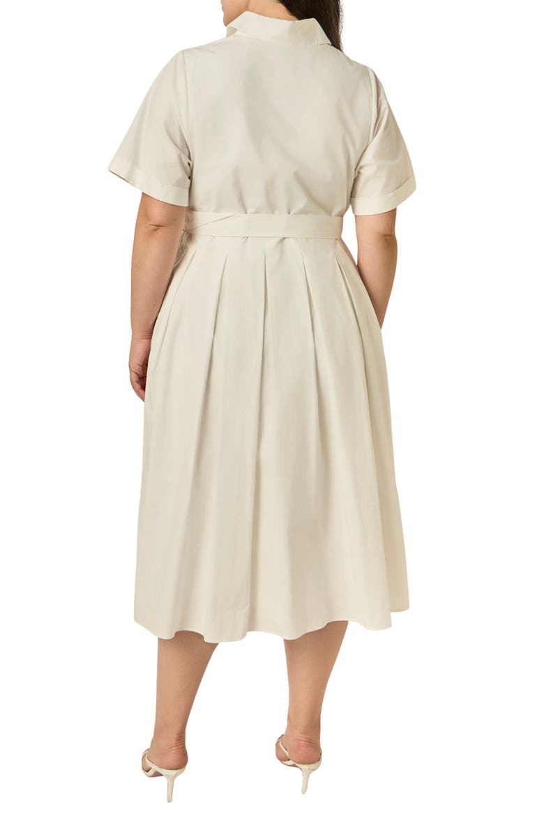 Belted Cotton Midi Dress, Alternate, color, WHITE