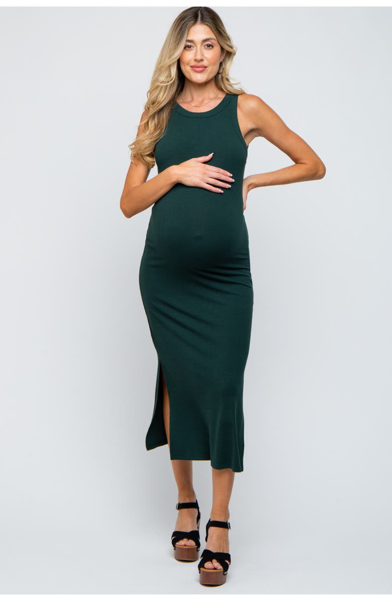 PinkBlush Ribbed Side Slit Tank Dress, Main, color, Forest Green