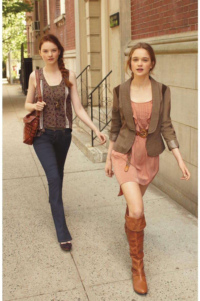 Fine Stripe Blazer, Alternate, color, BROWN