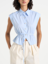 Manière De Voir Malia Wide Shoulder Cropped Shirt