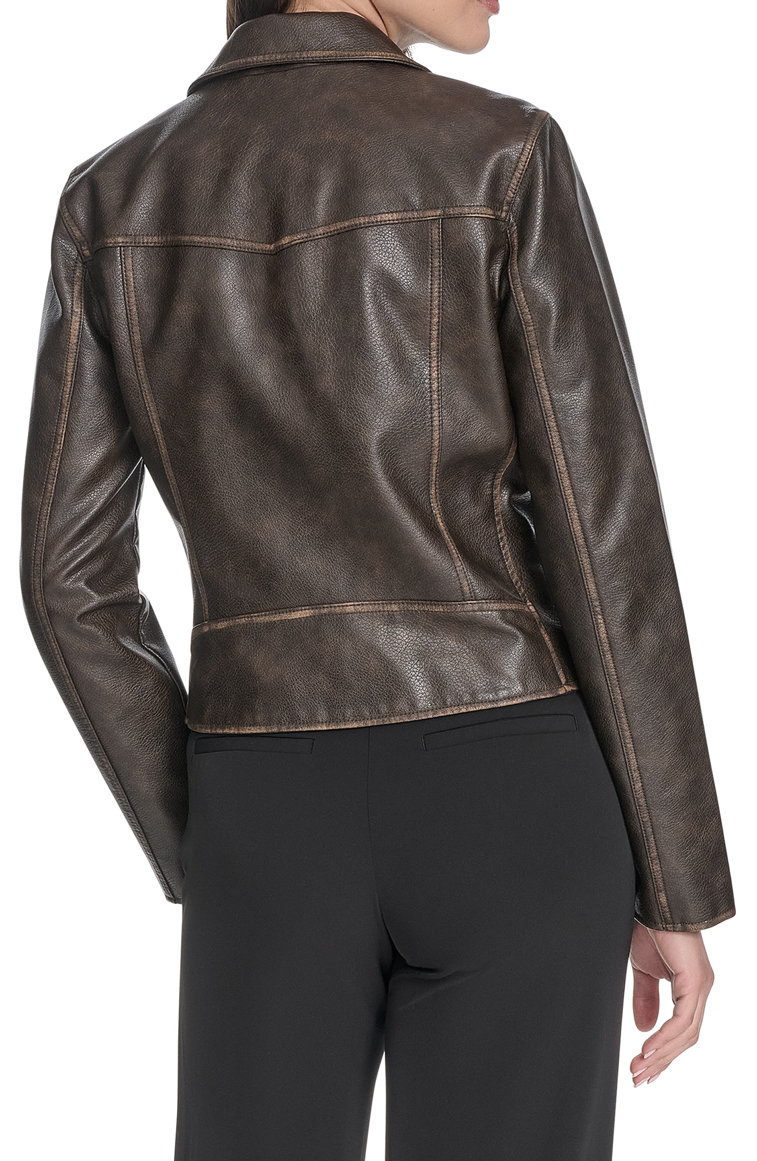 Women's Essential Faux Leather Moto Jacket - image 4
