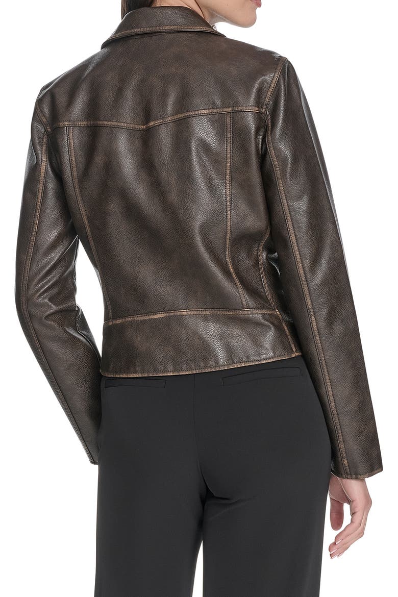 Women's Essential Faux Leather Moto Jacket, Alternate, color, BROWN