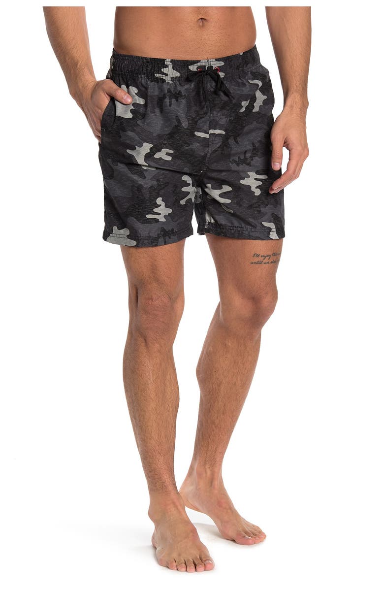 BURNSIDE Camo Print Swim Shorts, Alternate, color, 