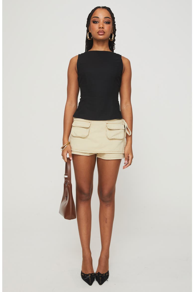 Lilitina Open Back Cotton & Linen Tank, Alternate, color, BLACK