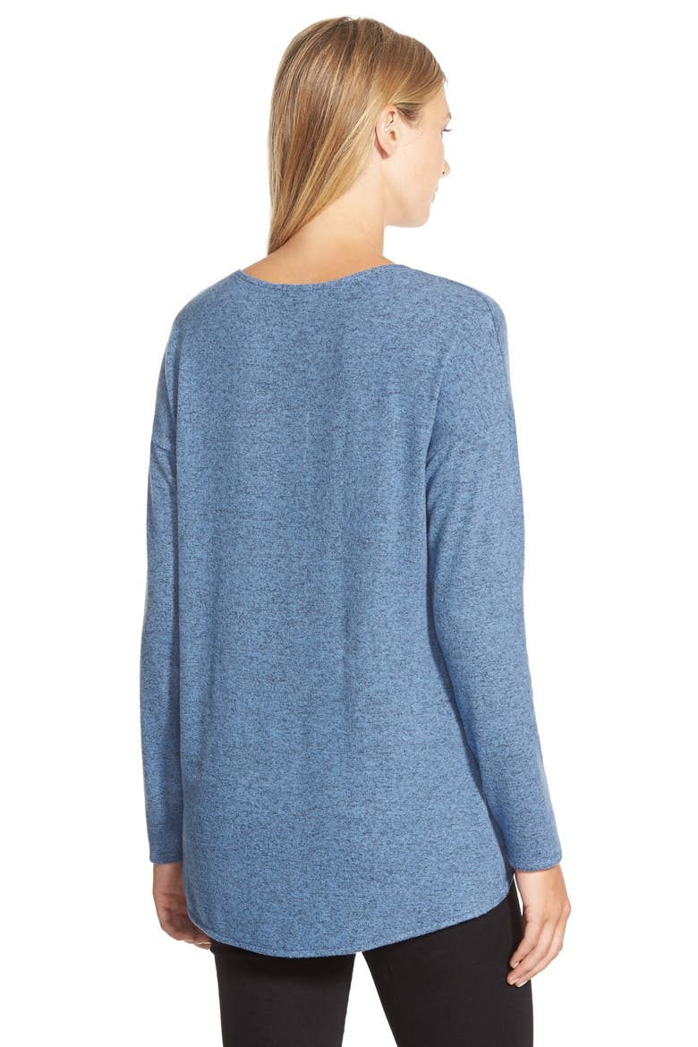 Gibson 'Yummy Fleece' High/Low V-Neck Pullover, Alternate, color, BLUE