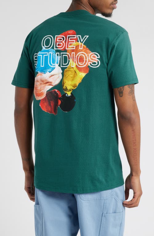 Obey Palette Logo Graphic T-shirt In Rain Forest