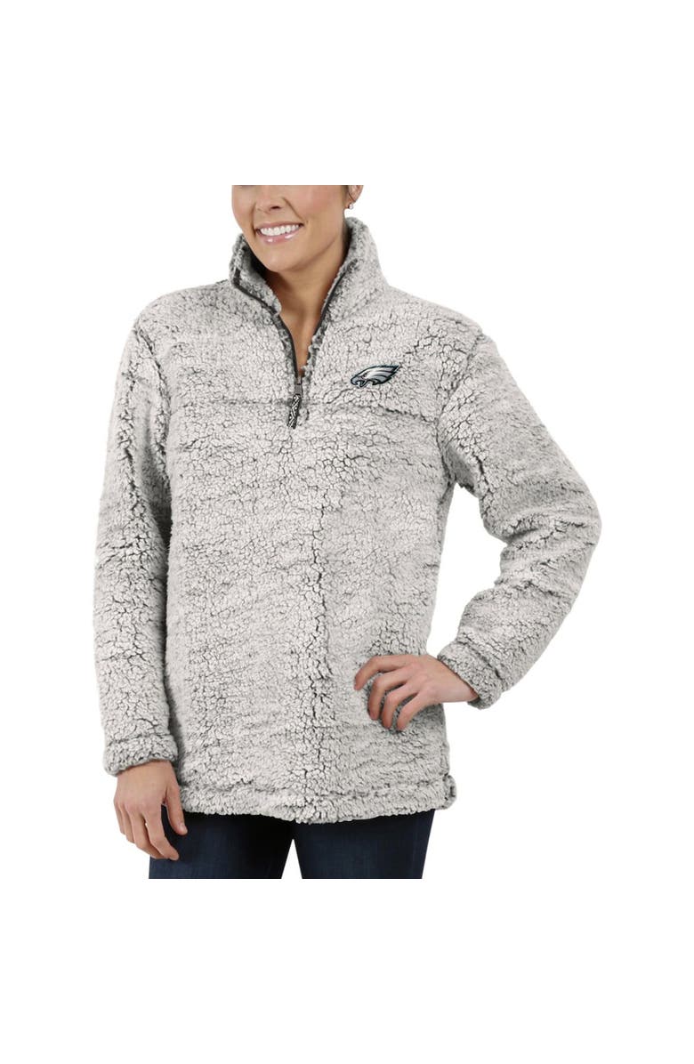 G-III 4HER BY CARL BANKS Women's Gray Philadelphia Eagles Sherpa Quarter-Zip Pullover Jacket, Alternate, color, Gray