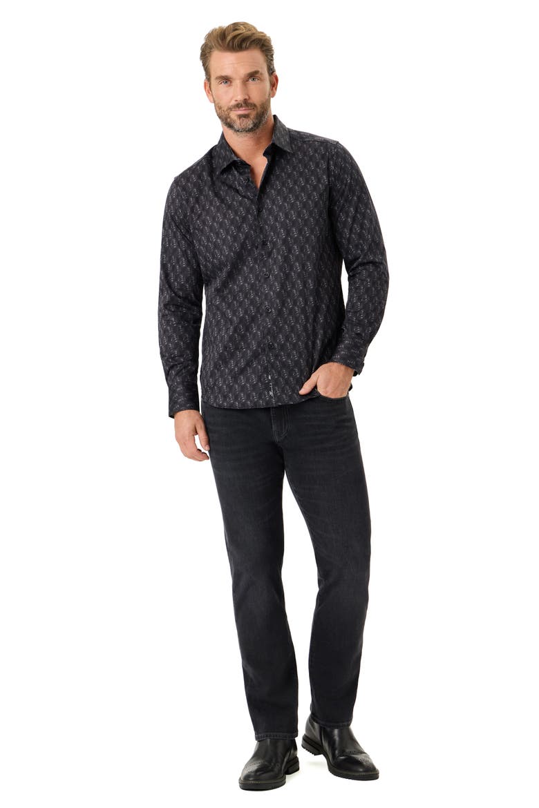 Fighting Chance Long Sleeve Stretch Cotton Shirt, Alternate, color, BLACK