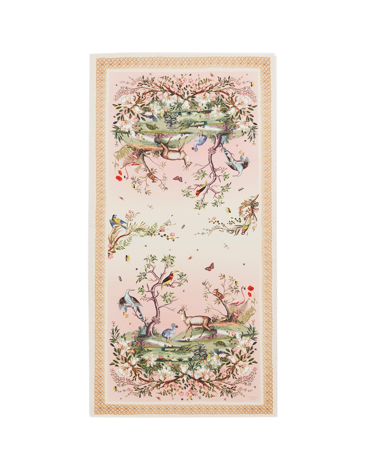 Fable England Woodland Scene Long Scarf In Pink