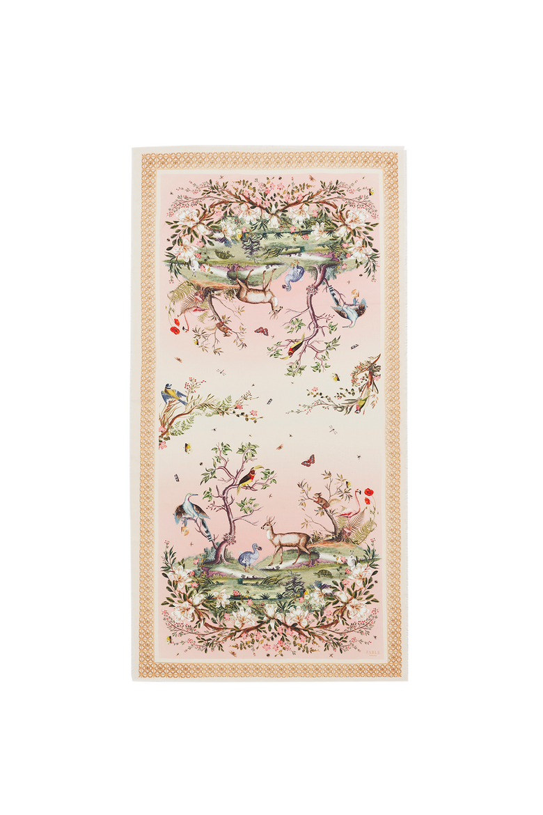 Woodland Scene Long Scarf, Main, color, Pink