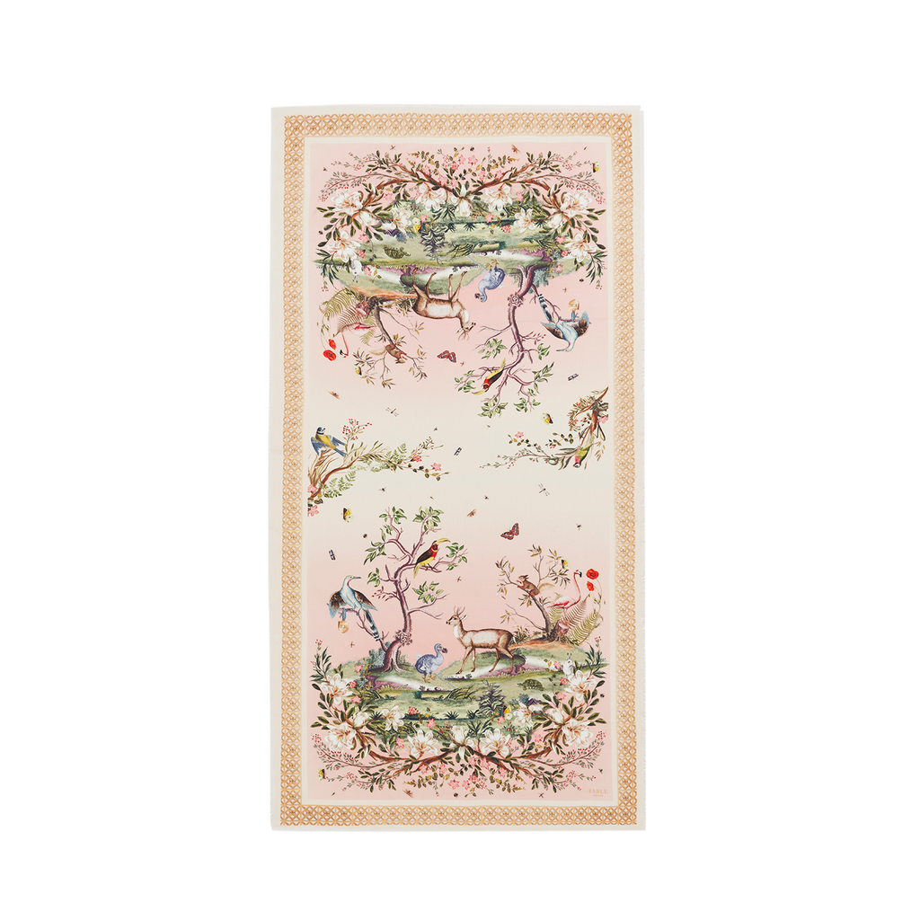 Fable England Woodland Scene Long Scarf In Pink