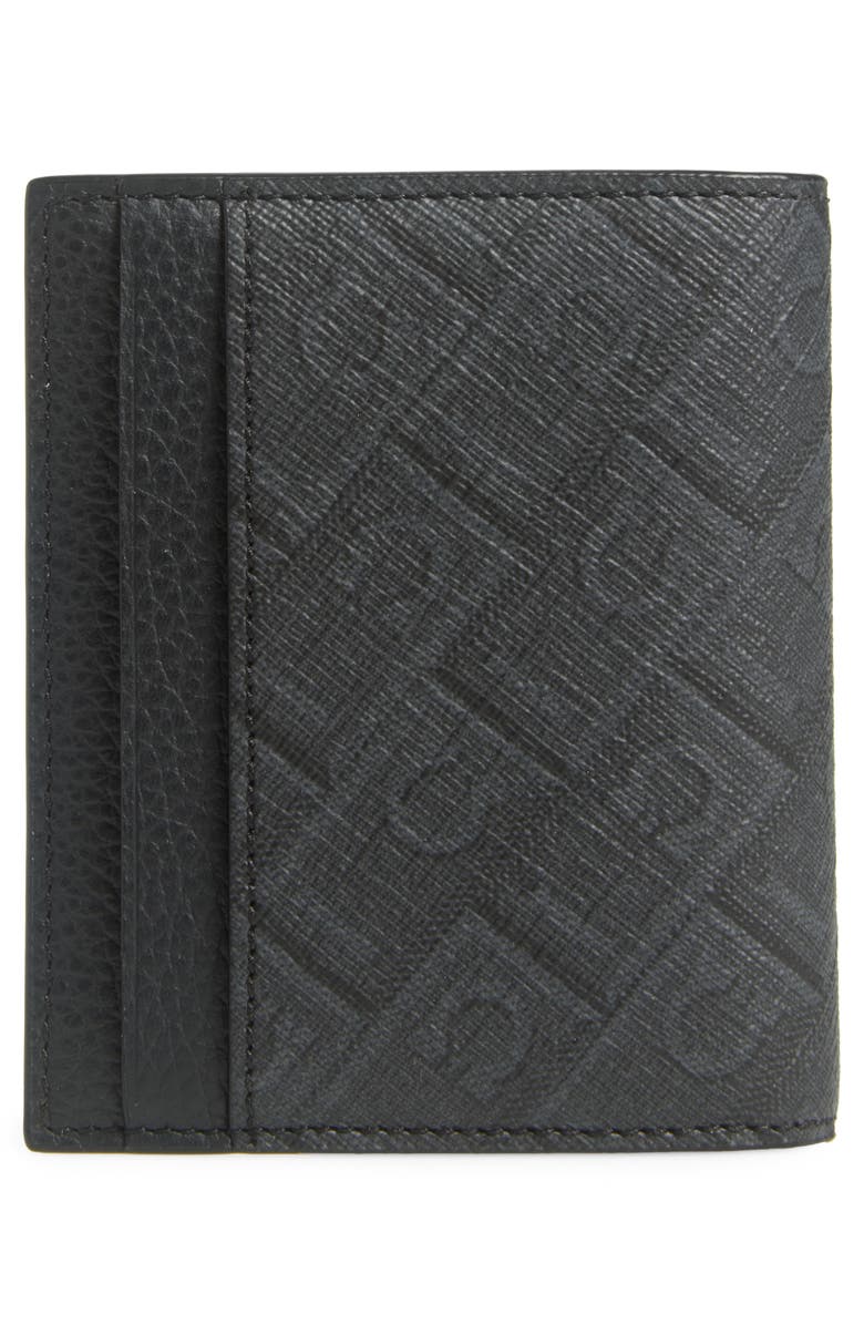 FERRAGAMO Gancio Monogram Vertical Leather Bifold Wallet, Alternate, color, Nero/ Grigio Flame Red