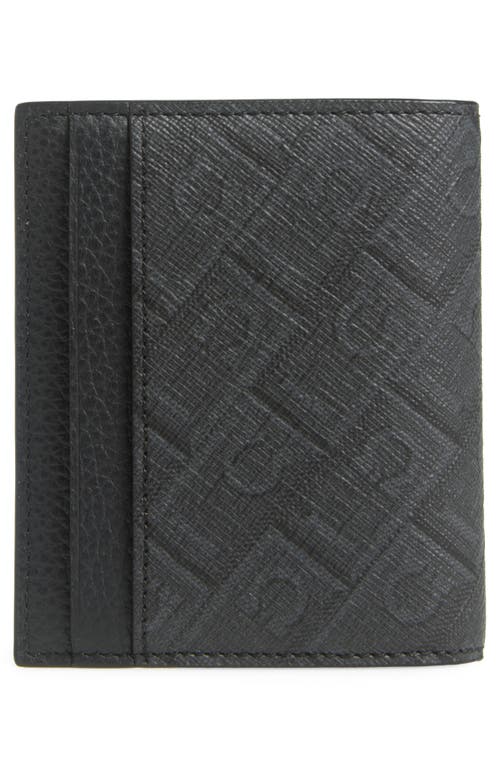 Ferragamo Gancio Monogram Vertical Leather Bifold Wallet In Nero/grigio Flame Red
