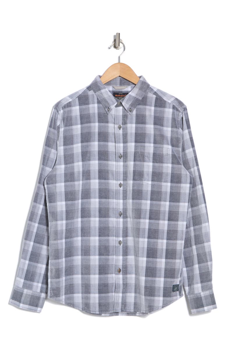 Weatherproof<sup>®</sup> Plaid Corduroy Button-Up Shirt, Alternate, color, Formal Grey