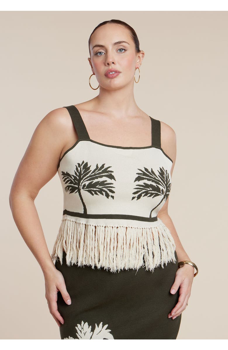 ELOQUII Fringe Crop Top, Main, color, 
