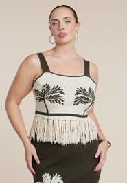 ELOQUII Fringe Crop Top