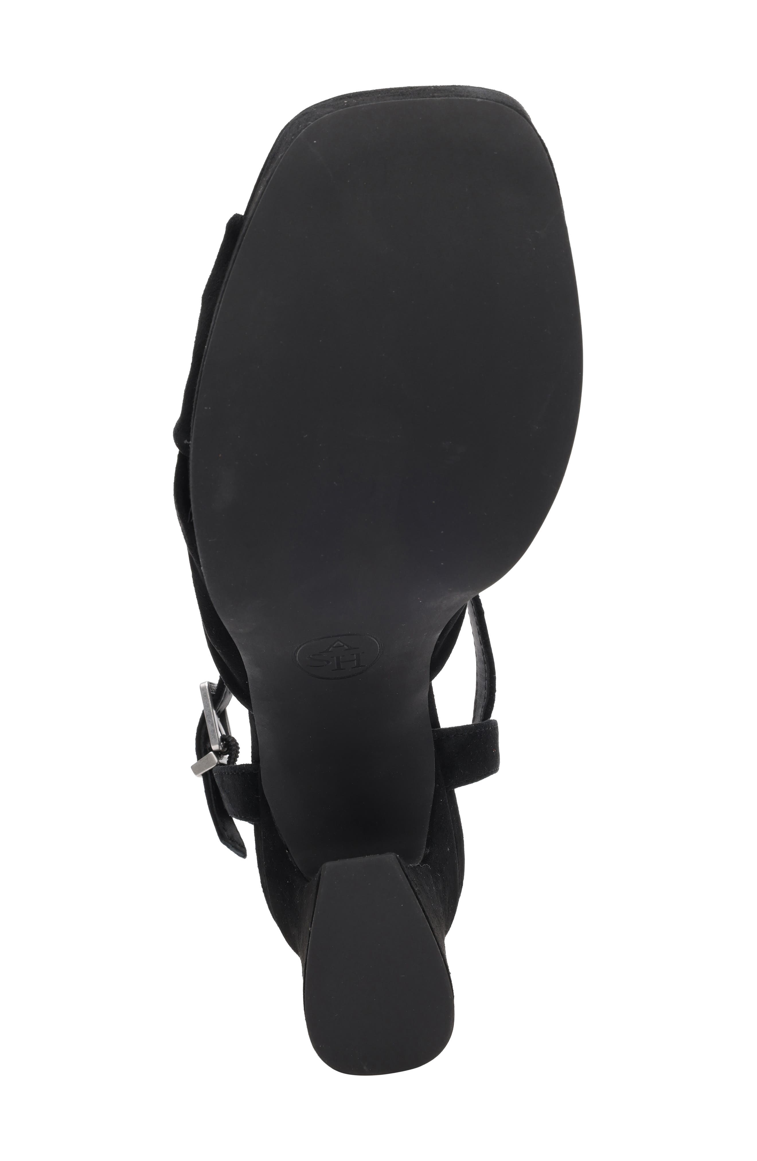 Ash Opus Suede Ankle Strap Platform Sandal, Alternate, color, Black