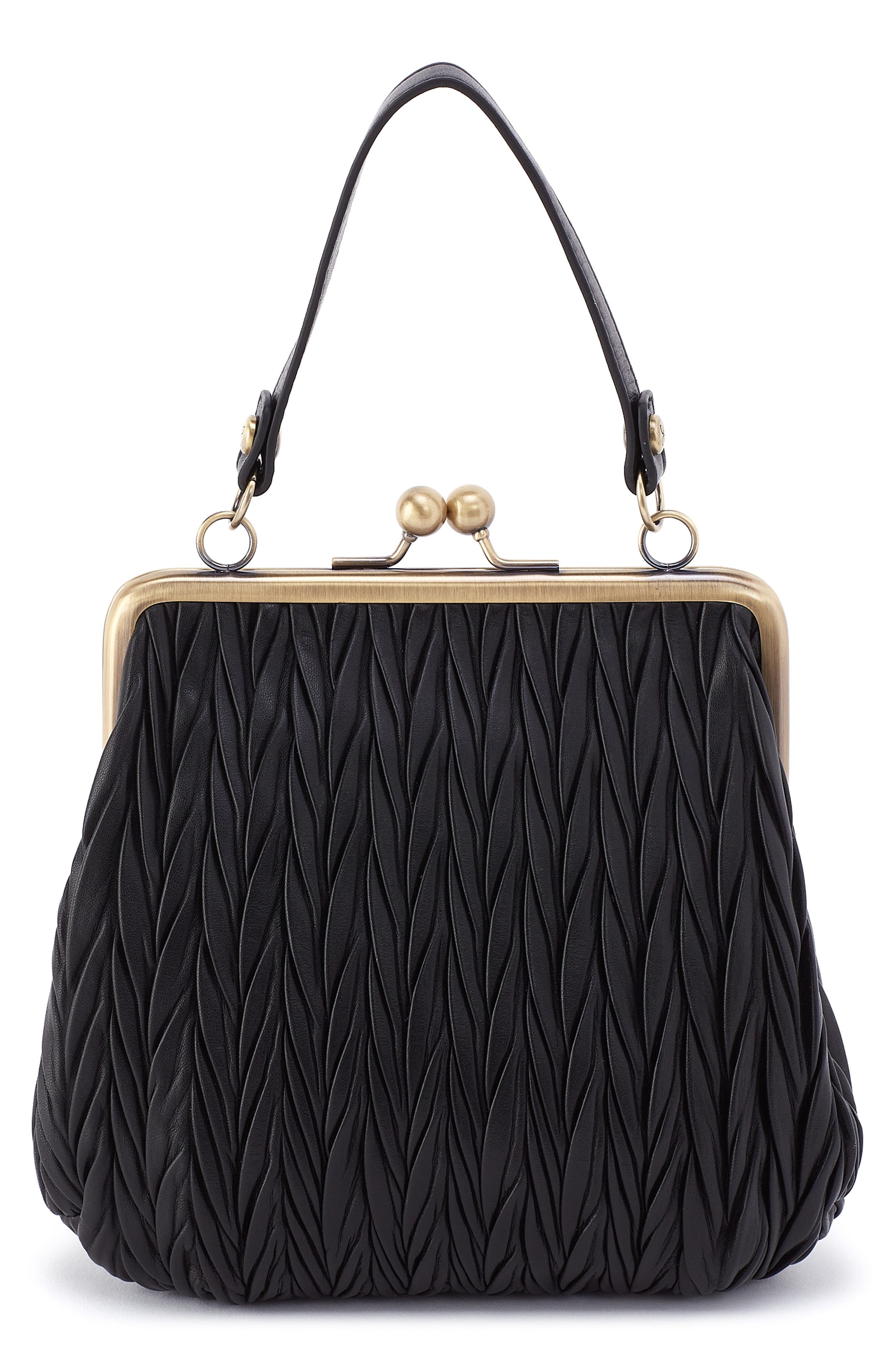 Alba Leather Frame Crossbody Bag, Main, color, BLACK
