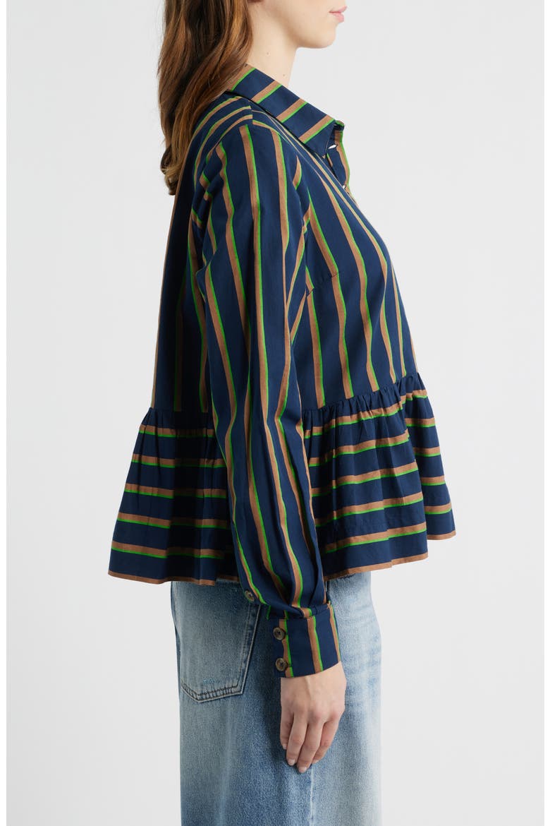Kinsley Stripe Long Sleeve Shirt, Alternate, color, NAVY