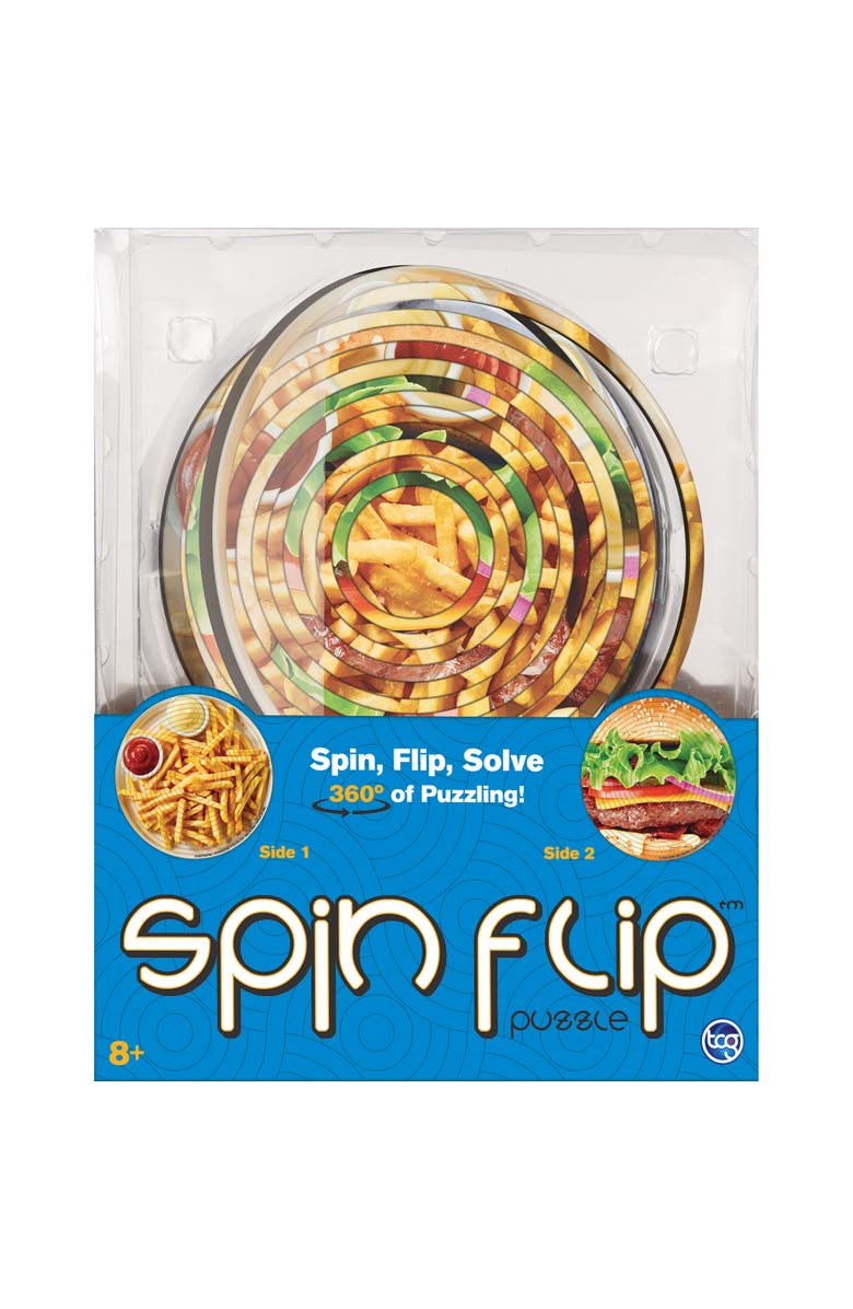Spin Flip Burger & Fries 14 Rings 2In1 Doublesided Puzzle, Alternate, color, Multicolored