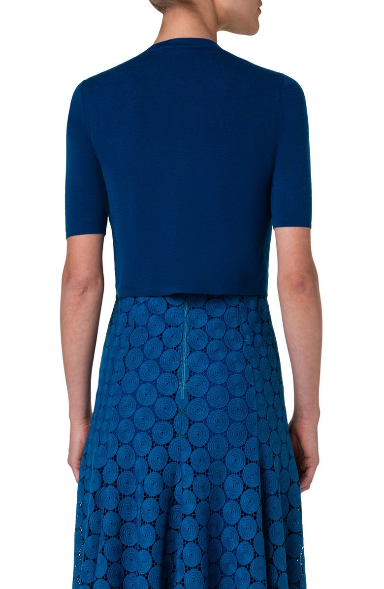 Akris punto Open Crop Virgin Wool Cardigan, Alternate, color, 