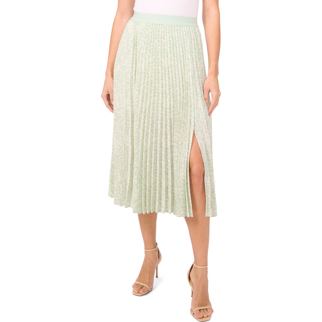 Halogenr Halogen(r) Geo Print Pleated Slit Hem Midi Skirt In Mint Creme