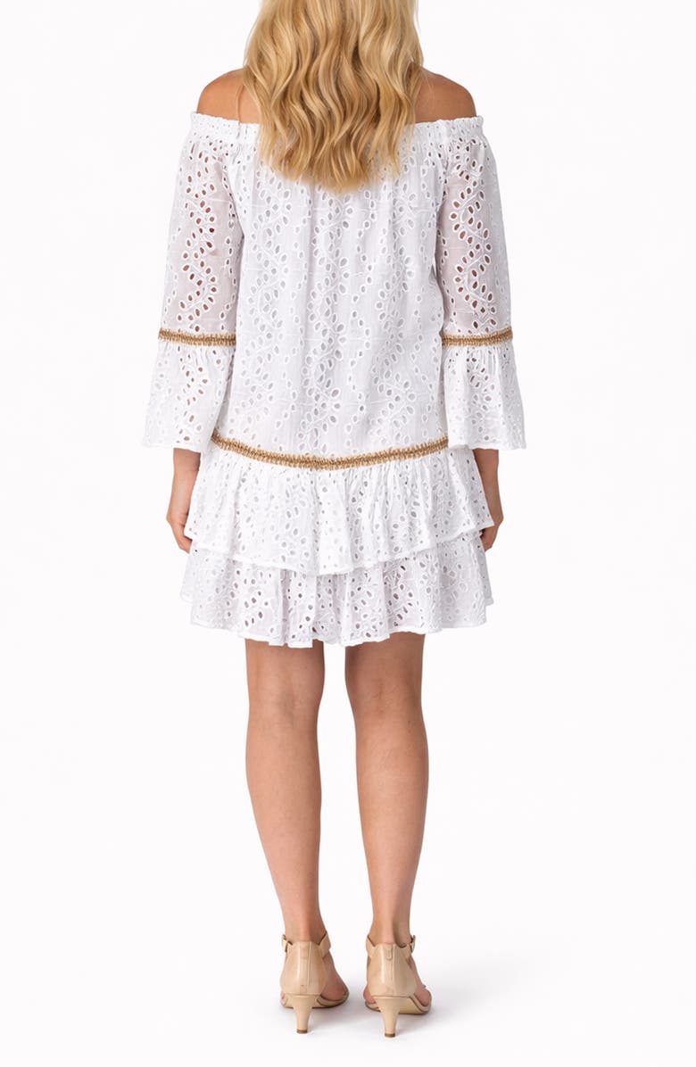 RANEES Off the Shoulder Eyelet Cover-Up Dress, Alternate, color, White