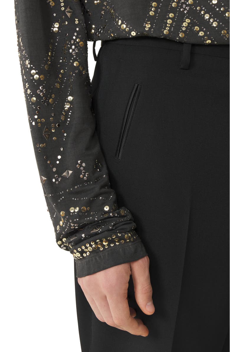 Lanvin Straight-Leg Wool Pants, Alternate, color, Black