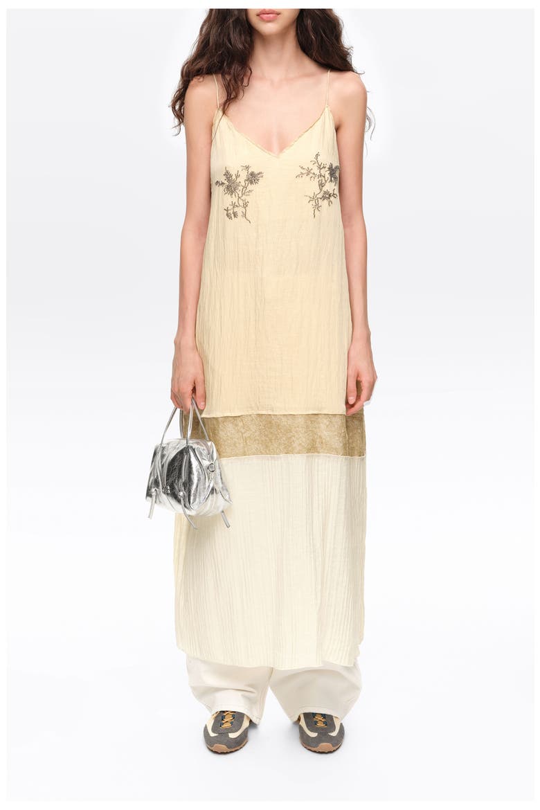 Straight midi dress with stones, Alternate, color, OCHRE