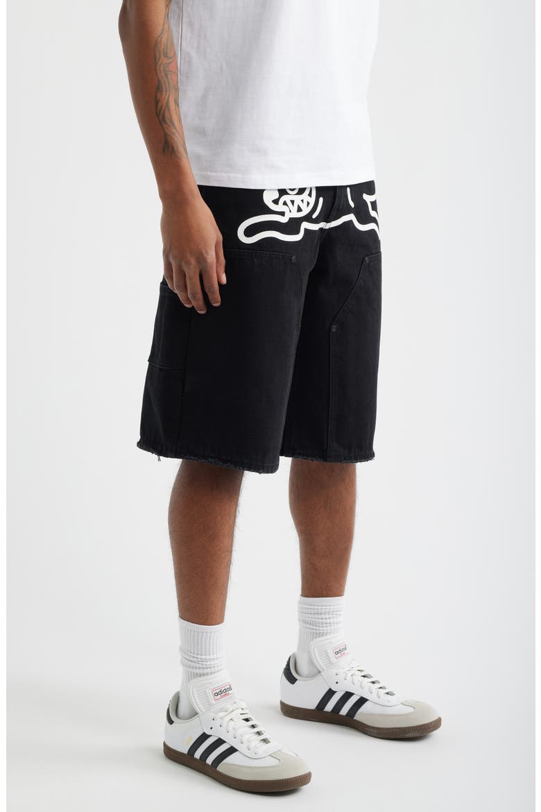 Angelo Logo Detail Denim Utility Shorts, Alternate, color, BLACK CARAMEL