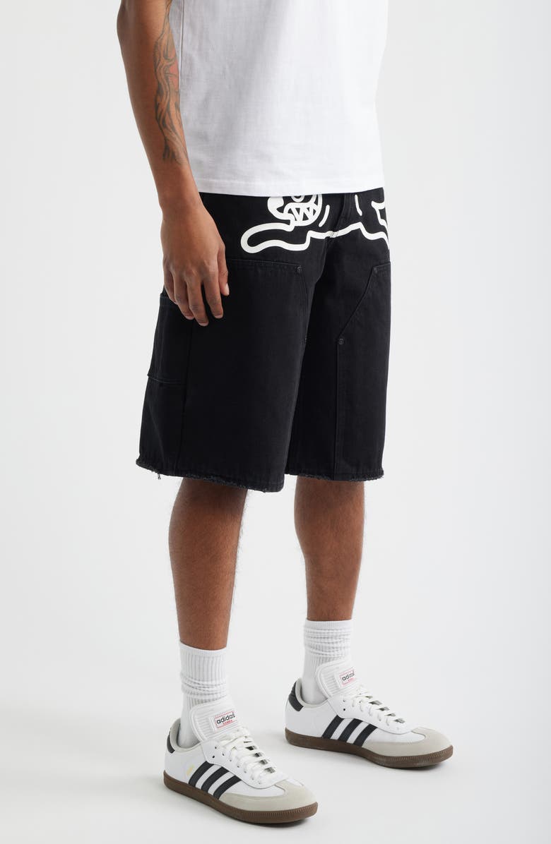 ICECREAM Angelo Logo Detail Denim Utility Shorts, Alternate, color, Black Caramel