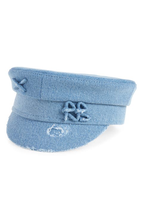 Distressed Denim Newsboy Cap