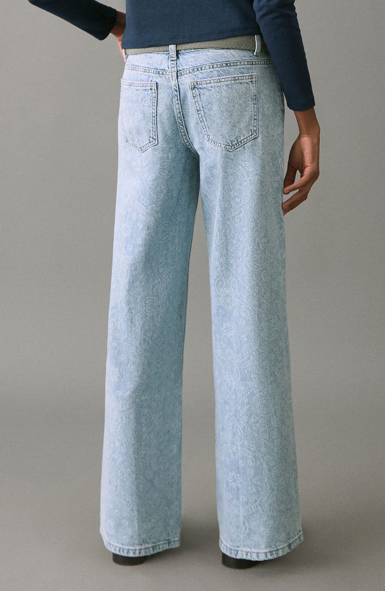 MANGO TEEN Paisley High Waist Wide Leg Jeans, Alternate, color, Light Blue