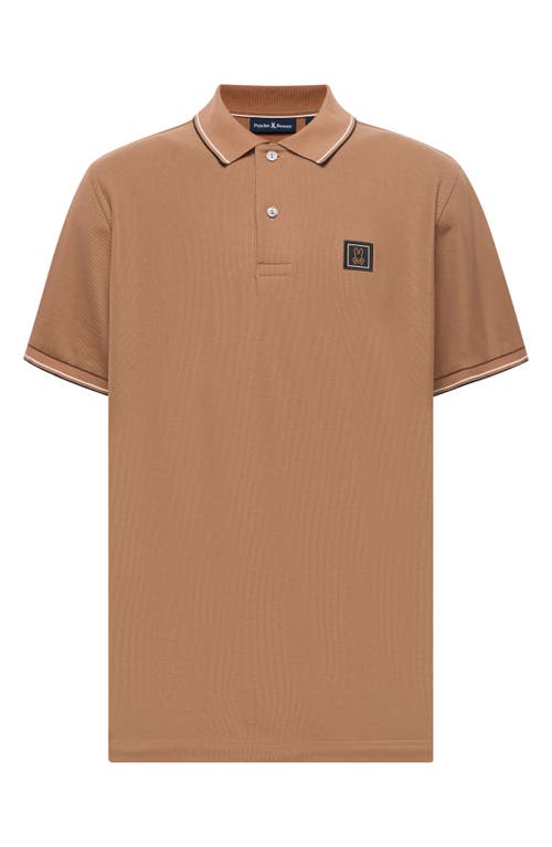 Psycho Bunny Joseph Tipped Pima Cotton Piqué Polo In Brown