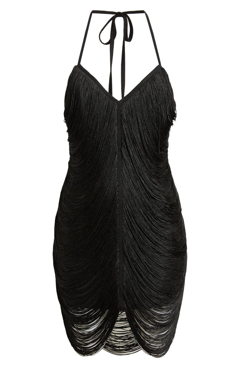 AZALEA WANG Fringe Halter Dress, Alternate, color,