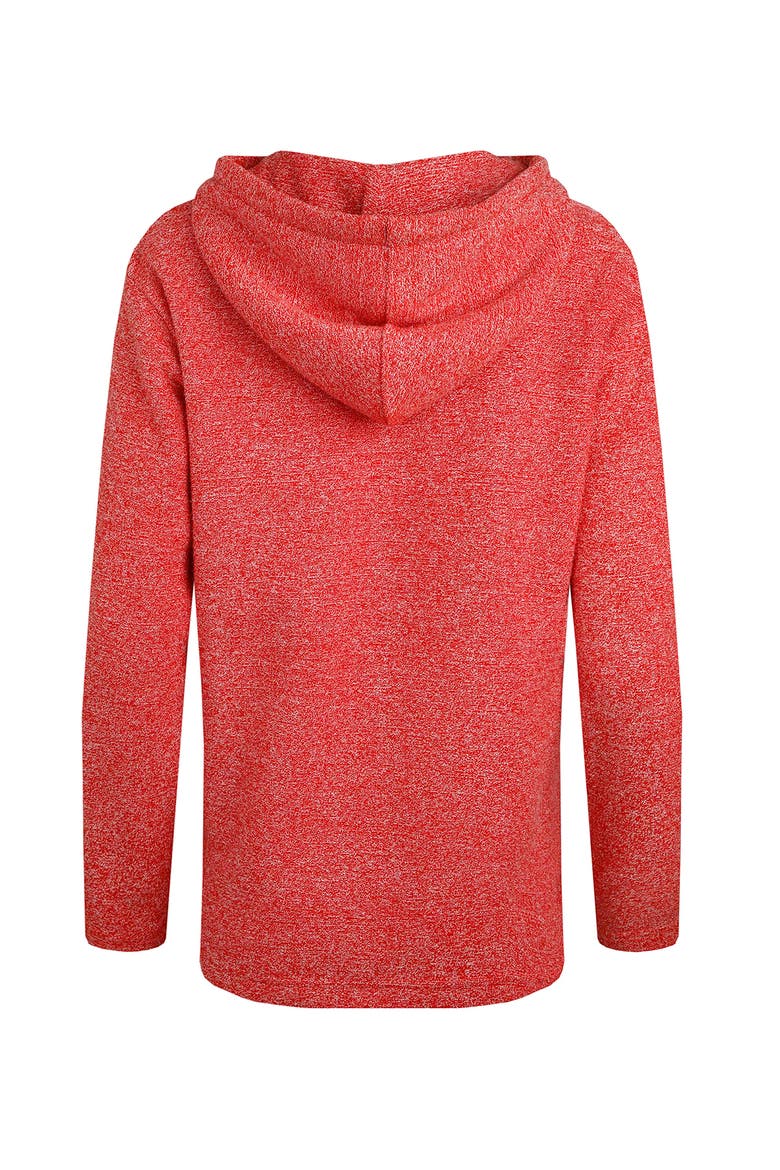 Alisa 1/4 Zip Snow Marl Fleece Hoodie, Alternate, color, Tango Red